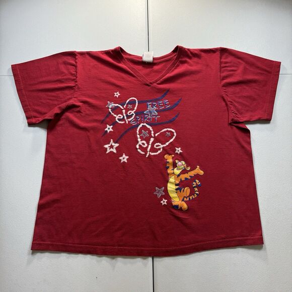 Vintage Disney Tigger Shirt Women’s 22/24 Red‎ Plus Winnie The Pooh Free Spirit - Picture 1 of 6